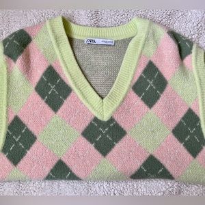 Zara pink and green sweater vest!